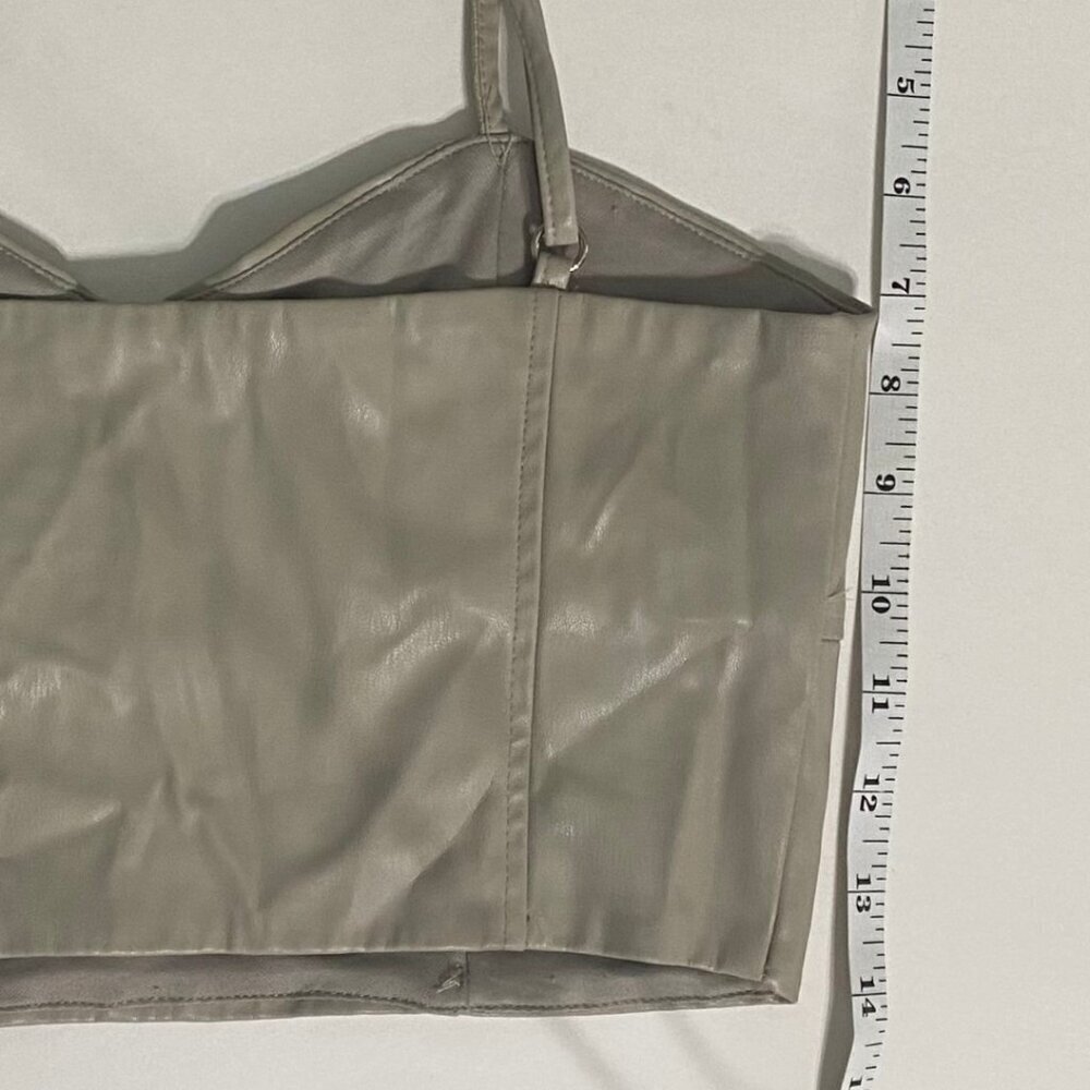 Zara Faux Leather Cream Colored Crop Tank Top with Adjustable Straps, Size S - Picture 8 of 9